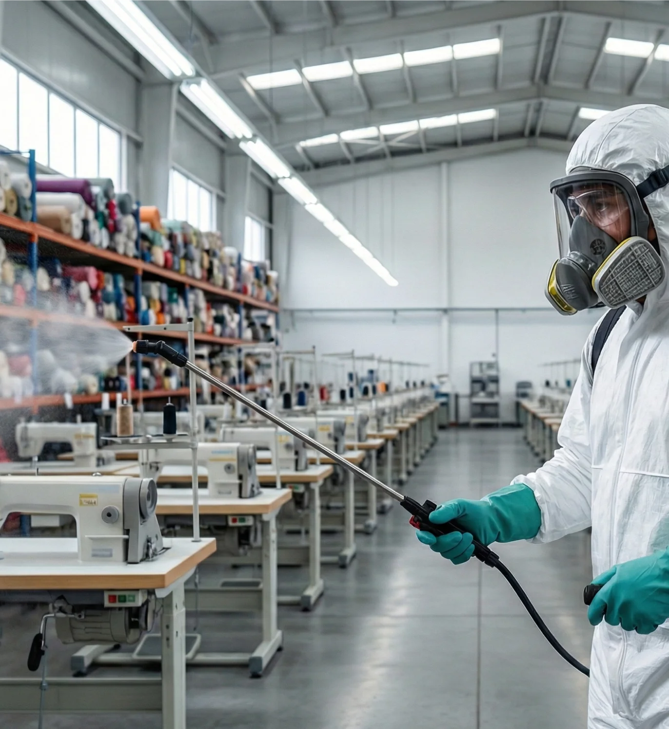 Técnico fumigador de Don Félix aplicando control de plagas